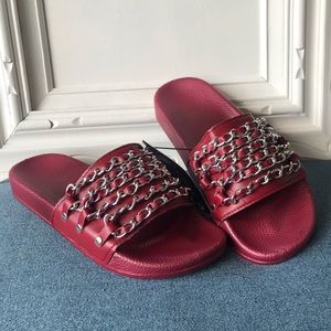 Red Chain Slides | Slippers | Sandals US SZ 5-6/S